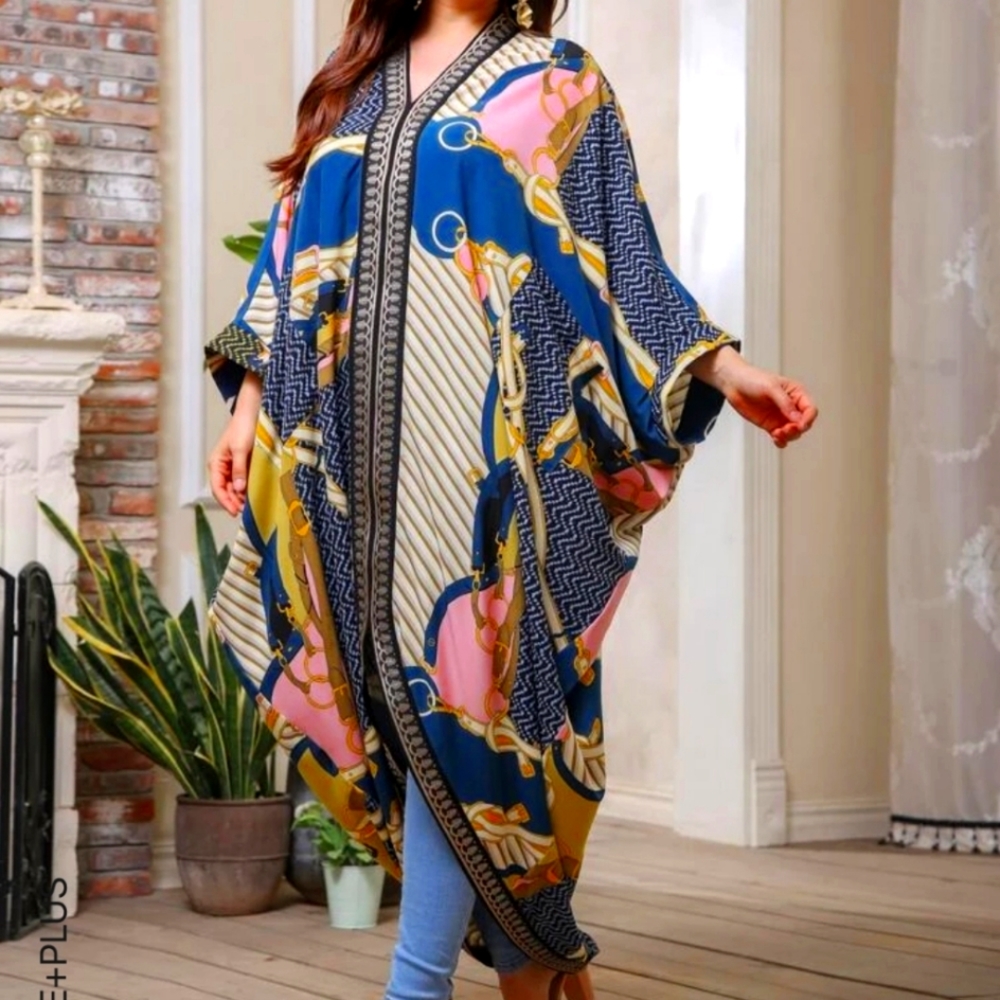 Brawting sleeve contrast dresses.( duster)